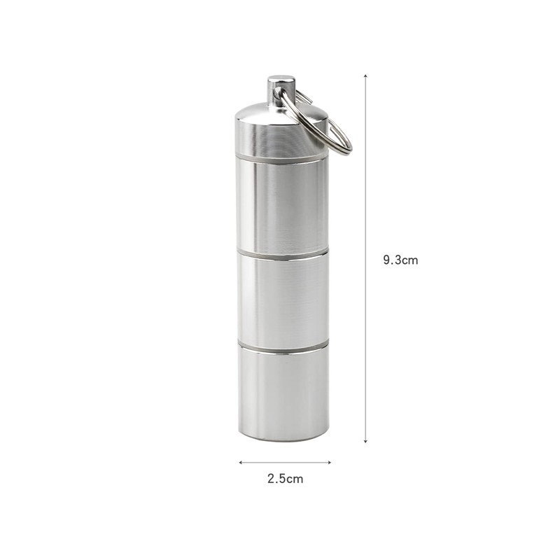 Aluminum Pill Box, Portable 3 Layers Pill Cases Waterproof Pill