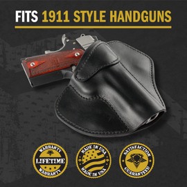 Ultimate Leather Holster - Clip OWB | Made in USA Fits Most 1911 Style Handguns | Kimber - Colt - S & W - Sig Sauer - Remington - Ruger - Springfield & More