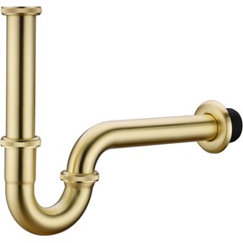 Segistan Bathroom Basin Sink U Shape Trap, Brass Core Adjustable Height 1-1/4 Bottle Trap Basin Sink Waste Drain P Trap, General US/CA Standard, Brushed Gold