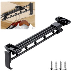 30cm Pull Out Closet Rod Heavy Duty Retractable, Sliding Wardrobe Closet valet Rod, Clothes Wardrobe Garment Rack Rod, Adjustable Clothing Organizer Holder Extendable Wardrobe Rail Tube Rod