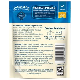 Blue Buffalo Delectables Natural Wet Dog Food Toppers, Tasty Chicken Cuts in Gravy, 3-oz. (24 Pouches)