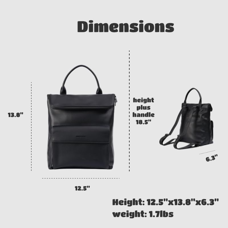 Women Office Laptop Backpack Vegan Leather Work Bag 13 Inch