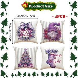 Valicaer Christmas Pillow Covers,4 Pack Cushion Covers Christmas Decoration Pillow Cases for Home Xmas Pillowcases Square Throw Pillow Covers Cotton Winter Holiday Cushion Covers for Sofa Bed Decor