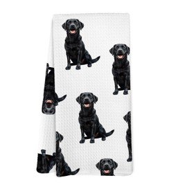 Yorhifa Black Labrador Retriever Dog Kitchen Dish Towels, Labrador Retriever Gifts for Women Men Hand Towels for Bathroom Kitchen Decor, Black Lab Gifts, 16x24 Inches
