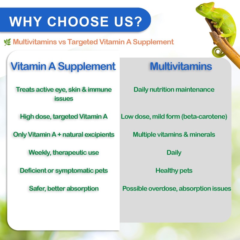 NUTRIARISE Reptile Vitamin A Supplement – Eye Health Support for