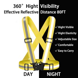Fepdiu High Visibility Reflective Vest Safety Vest Running Reflective Gear Adjustable Reflective Vest for Walking,Jogging,Hiking,Night Cycling (Golden)