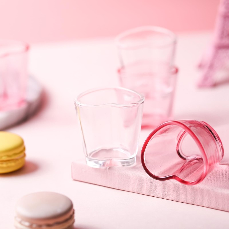 Srgeilzati Srgeilzati Heart Shot Glasses Set, Pink Shot Glass Cute