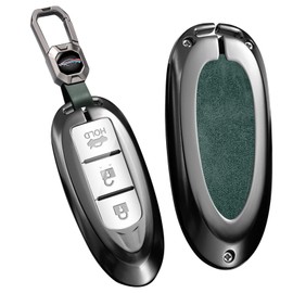 TECART 3/4/5-buttons Key Fob Cover Fit For Nissan Altima Rogue Maxima Sentra Infiniti Armada Sedan Murano Pathfinder, Zinc alloy Key Case Shell with Keychain Full Key Protector Dark green
