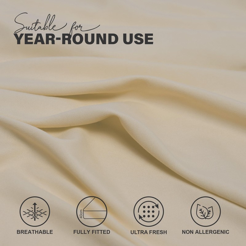 ACRALI HOME Double Fitted Sheet 40cm/16in Deep Fitted Sheets Double