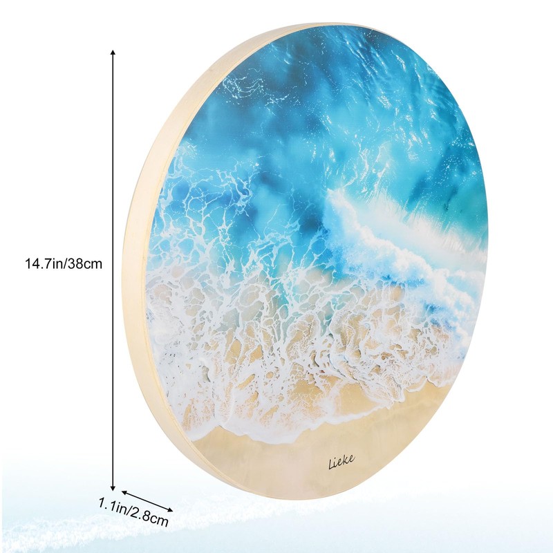 LIEKE Wooden Ocean Drum 14.7 Inch Sound Healing Instrument Meditation