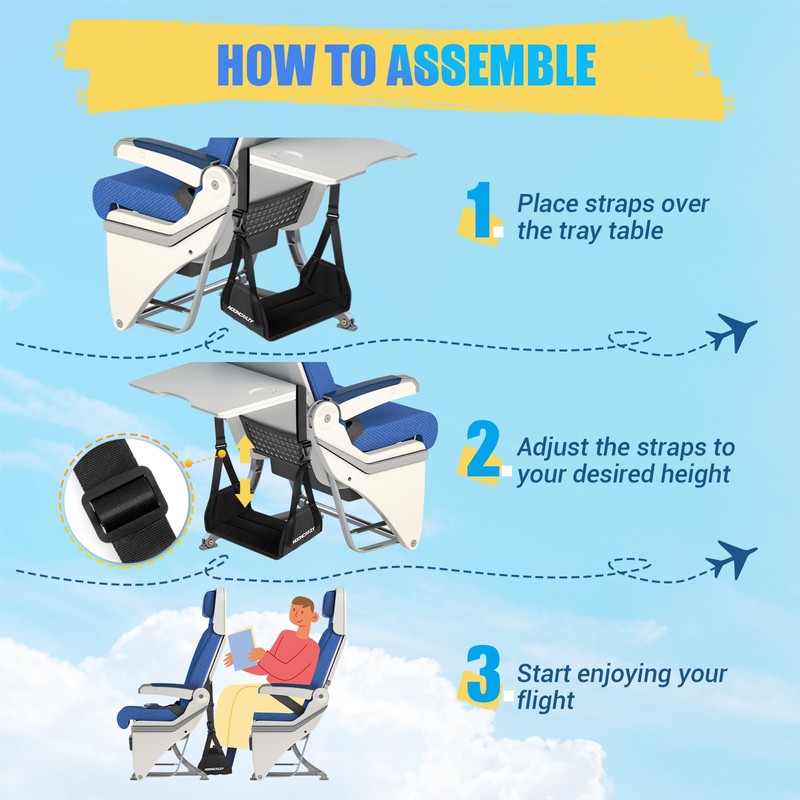 Airplane Foot Hammock, No Collapse Foot Rest for Plane Travel