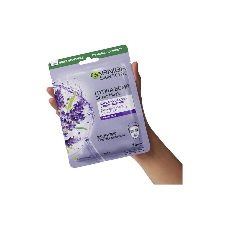 Garnier Hydra Bomb Hyaluronic Acid + Lavender Sheet Mask 28g