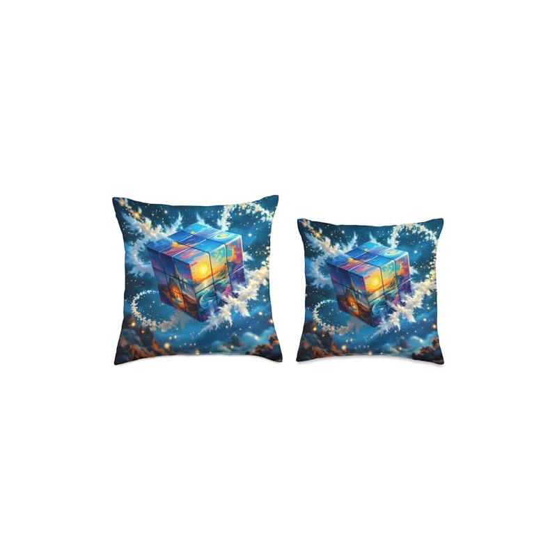 Fantasy Cube In Space Throw Pillow