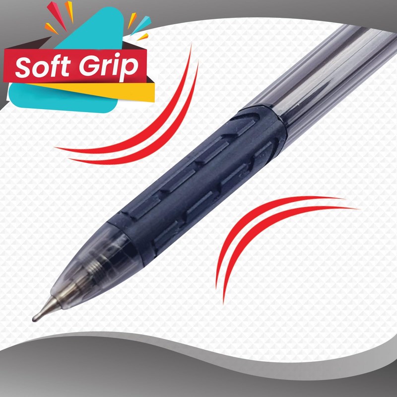 CLARO Trion Grip RT Retractable Ballpoint Pens, BLACK, Fine Point