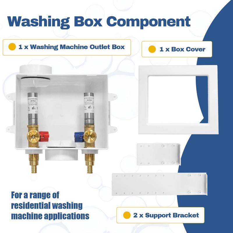 2-PACK GUOFIS Washing Machine Outlet Box with Stainless Steel Hammer