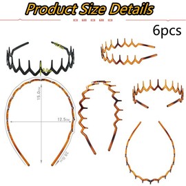 Jindizi 6pcs Toothed Hair Hoop Toothed Headband, Tooth Comb Hairband Wavy Zigzag Headband Plastic Hair Hoops Zigzag Hair Band for Women Girls Fashion Hair Hoop