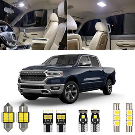 Xpismii 12 Piece 6000K White Ram Interior LED Light Kit Package Replacement for 2019 2020 2021 Dodge Ram 1500 2500 3500, with Placement Diagram and Install Tool