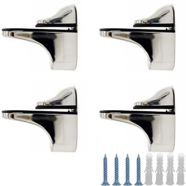 Pack of 4 Glass Shelf Brackets, Glass Shelf Brackets, Shelf Brackets, Adjustable Glass Holder, Zinc Alloy Bracket for Wood/Glass Shelves with a Thickness of 3-20 mm