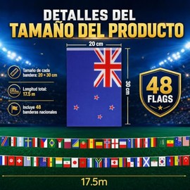 Banderas del Mundo de Copa Mundial 2026, 48 Banderas de Países del Mundo, Decoraciones de Copa del Mundo para Fiestas, Bares y Deportivos, Banderines 