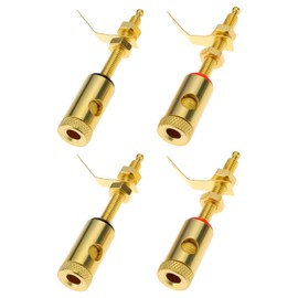 ECSiNG 4pcs 4mm Gold Plated Extended Banana Terminal Connector Banana Socket Suitable for Speakers and Speaker Amplifier