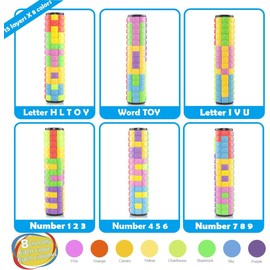 R.Y.TOYS Rotate and Slide Puzzle-Design Patent,Fidget Toys(Restore/Create)-8 Colors,15 Layers-Detach Piece for Quick Play,Brain Teaser,Sensory Toys,Stocking Stuffers,Easter Basket Stuffer