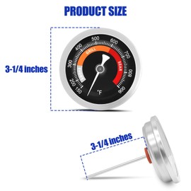 Outspark 3.3” Large Dial Thermometer Replacement for Big Green Egg Grills, BBQ Temperature Gauge Accessories,Stainless Steel & Waterproof