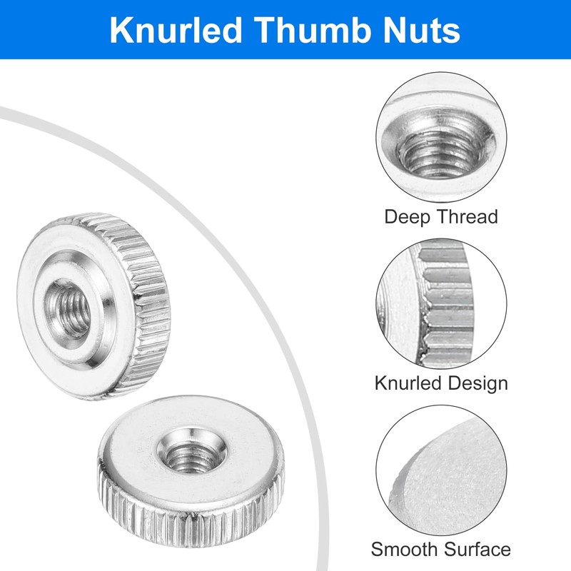 uxcell 10Pcs M3 Knurled Thumb Nuts, Carbon Steel Round Knurled