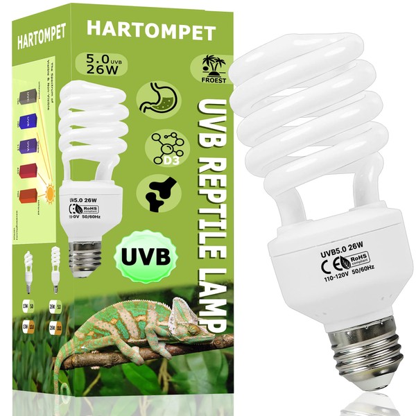 HARTOMPET 5.0 UVB Reptile Light 26W, Compact Tropical & Sub-Tropical