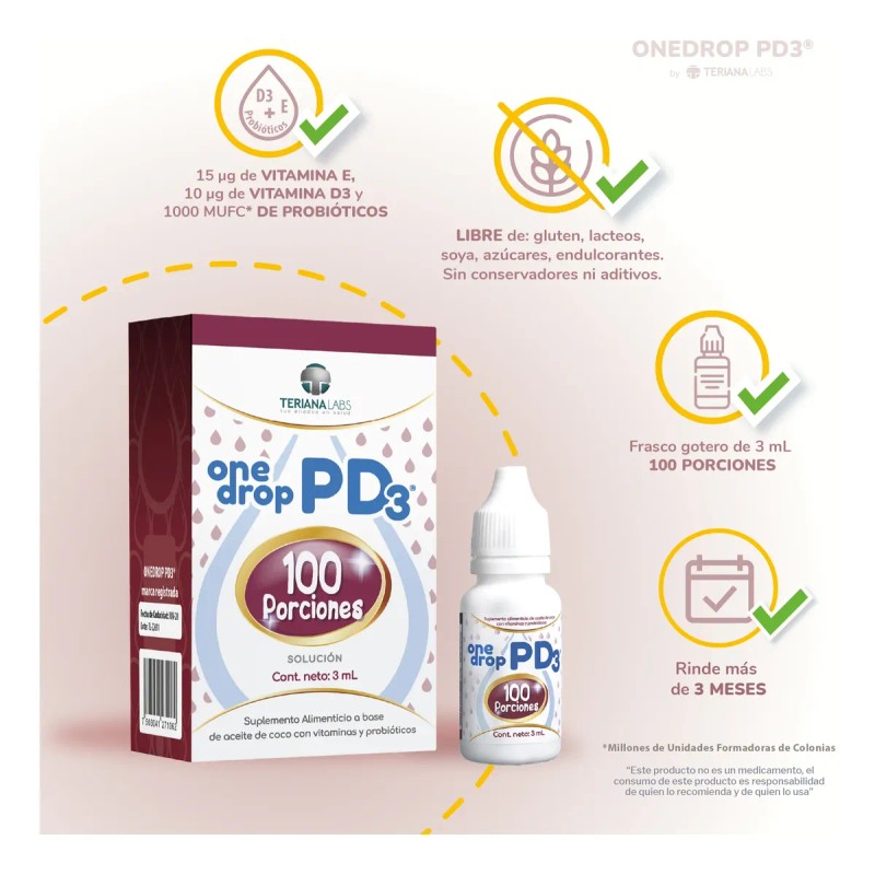 Onedrop Pd3 Vitamina D3 Y Probióticos En Una Gota 3