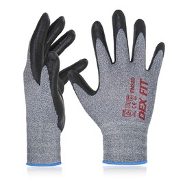 DEX FIT Nitrile Work Gloves FN330, 3 Pairs, 3D-Comfort Stretchy Fit, Firm Grip, Thin & Lightweight, Touch-Screen Compatible, Durable, Breathable & Cool, Machine Washable; Grey L (9)