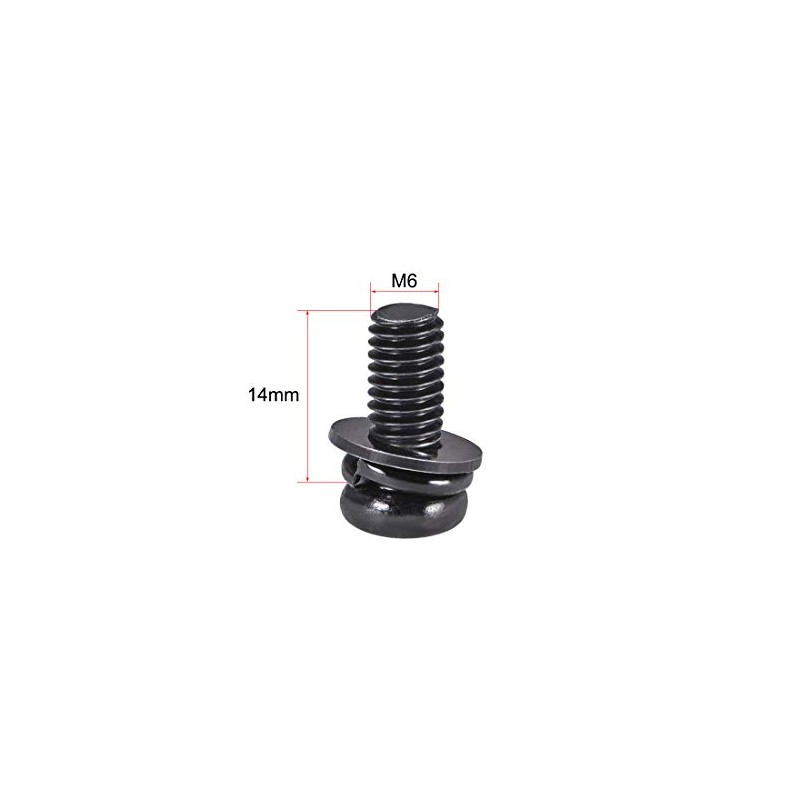 sourcing map M6 x 14mm Carbon Steel Phillips Pan Head