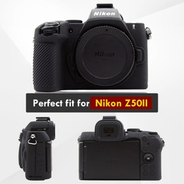 Rieibi Z50II Case, Frosted Silicone Protective case for Nikon Z50II Mirrorless Camera,Fullbody Lightweight Nikon Z50 II camera Cover（Cover Only）- Black