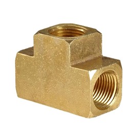 5 Pack, 1/8" Union Tee, 1/8 NPT Union Female Brass Tee, 1/8" FNPT X 1/8" FNPT X 1/8" FNPT Brass T, Machine Barstock - 5 Pcs.