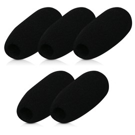 kwmobile Microphone Foam Covers (Set of 5) - 1.8x0.9x0.5 inches (4.8x2.4x1.2 cm) Windscreen Protective Pop Filter Pack for Microphones - Black
