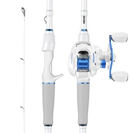 KastKing Centron Lite Baitcasting Fishing Reel Combo 6'6" M Right Handed Reel White