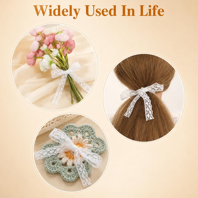 HJZHII 14 Rolls White Lace Ribbon, 0.5 to 2.5 inch