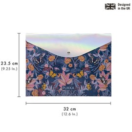Pukka Pad Bloom A4 Stud Wallets – File Storage Folder – 12.6 x 9.25in – Pack of 3 Assorted Floral Designs