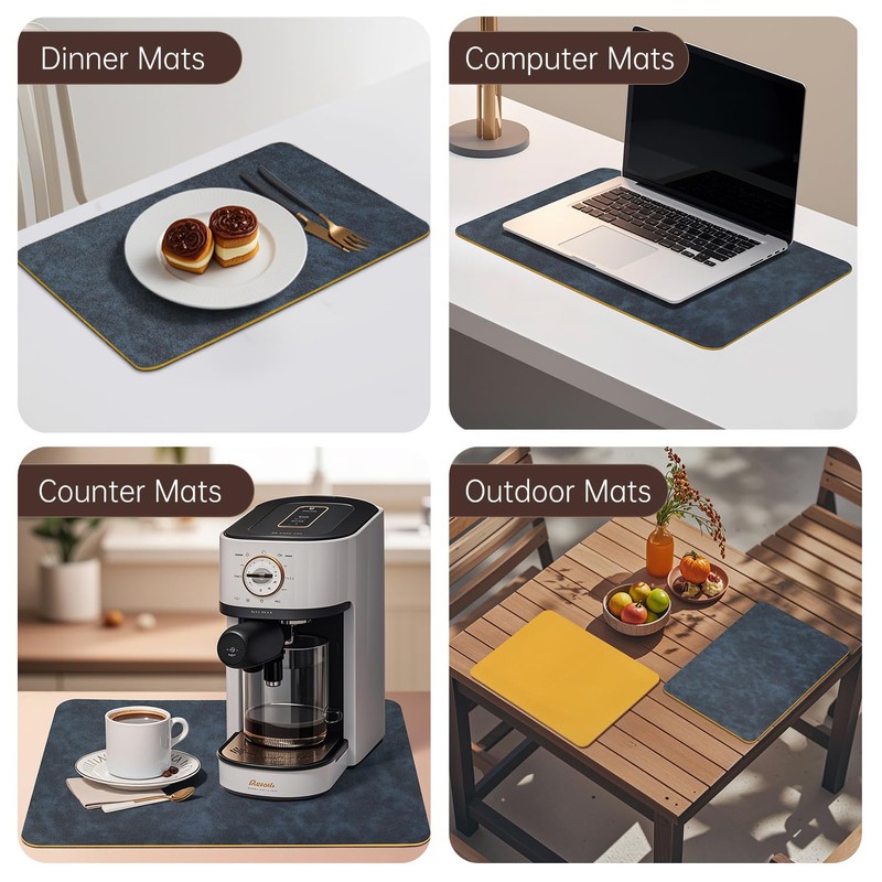 Placemats and Coasters Set of 4, PU Leather Heat-Resistant Table