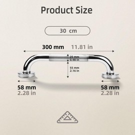 HAIMAYEE Bathroom Grab Rail 304 Stainless Steel with Knurled Surface, Non-Slip Grab Bars for Seniors, Shower Handle for Bath, Toilet, Bathroom, Kitchen, Stairs Handrail, 30 cm