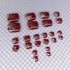 Carufin Pack of 24 Square Flowers False Nails Glitter Shiny