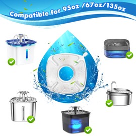 16 Pcs Cat Water Fountain Replacement Filters, 8 Pack Filters 8 Pack Pre- Sponges Fit for 67oz, 95oz, 135oz Automatic Pet Fountain Dog Water Dispenser