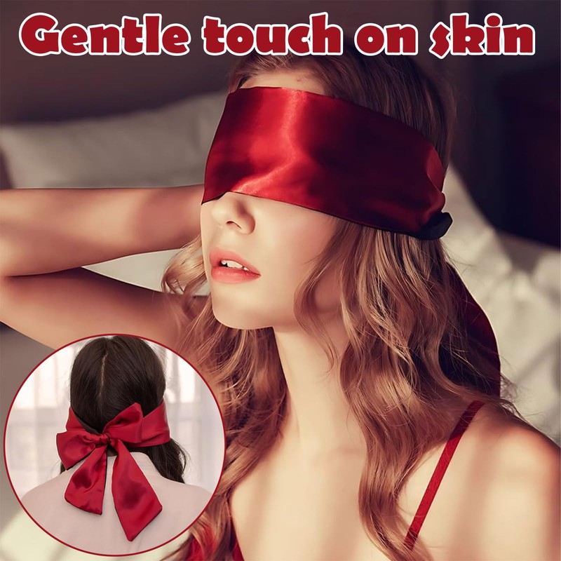 Blindfold Satin Eye Mask+Soft Silky Sleep Mask+Adjustable Comfortable Fit+1 Piece+135x7cm+Travel