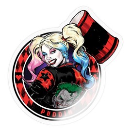 Spreadshirt Harley Quinn Puddin' Sticker, 10 x 10 cm, Transparent Glossy