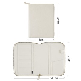 Moterm Zippered Leather Cover for A5-Notebooks - Fits Hobonichi Cousin, Stalogy and Midori MD Planners (Pebbled-Cream)
