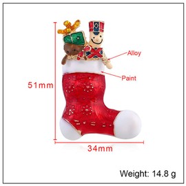IMINI Red Christmas Stocking for Women Girls Men Fashion Unique Alloy Enamel Cute Red Shocking Brooch Pins Dress Suit Accessories Wedding Party Jewellery Delicate Unique Unisex, Metal