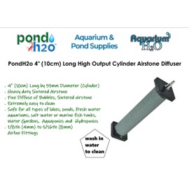 Pond H2o 4 Inch (10cm) Long by 50mm Diameter Airstone Cylinder Bubbler Bar Type, Large Air Stone Diffuser for Water Garden Koi Fish Ponds or Fish Tanks, Saltwater,Marine Aquariums and Hydroponic Use