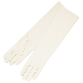ZaZa Bridal 4-Way Stretch Matte Satin Dress Gloves Below-The-Elbow Length-Off White
