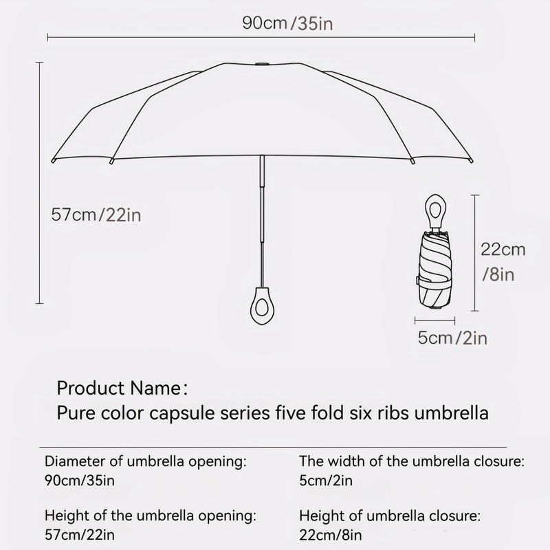 Maizoon Mini Five-fold 6 Ribs Portable UPF50+ Sunshade Pocket Umbrella