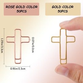 CRASPIRE 100Pcs 2 Colors Cross Paper Clips for Bible Binder Paperclips Clamps Iron Bookmark Clips Colored Bookmark Planner Memo Dispenser Office Supplies School Home File Note Page Sorting Organizing