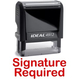 IDEAL SIGNATURE REQUIRED Red Stock Self-Inking Rubber Stamp